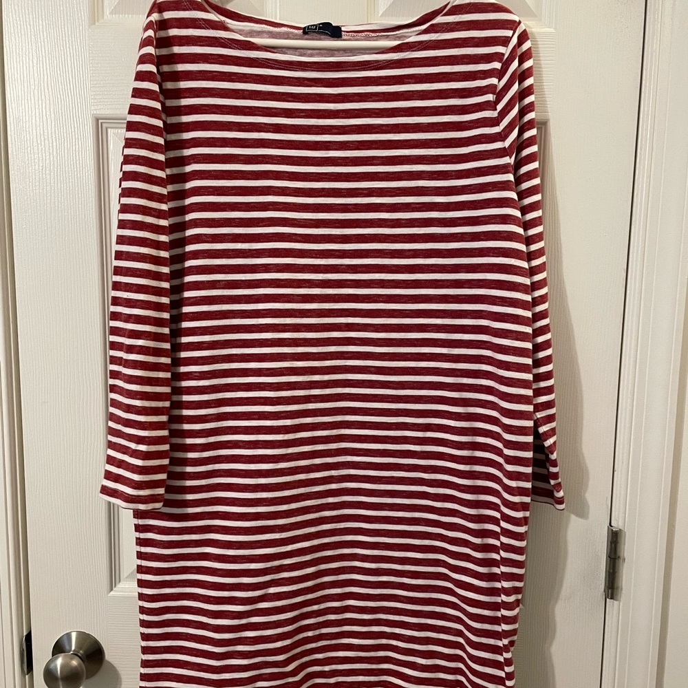 Gap XL Red and White Striped Sweatshirt Tunic